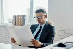 Profesional revisando documentos legales y técnicos para definir qué es un administrador de contrato.